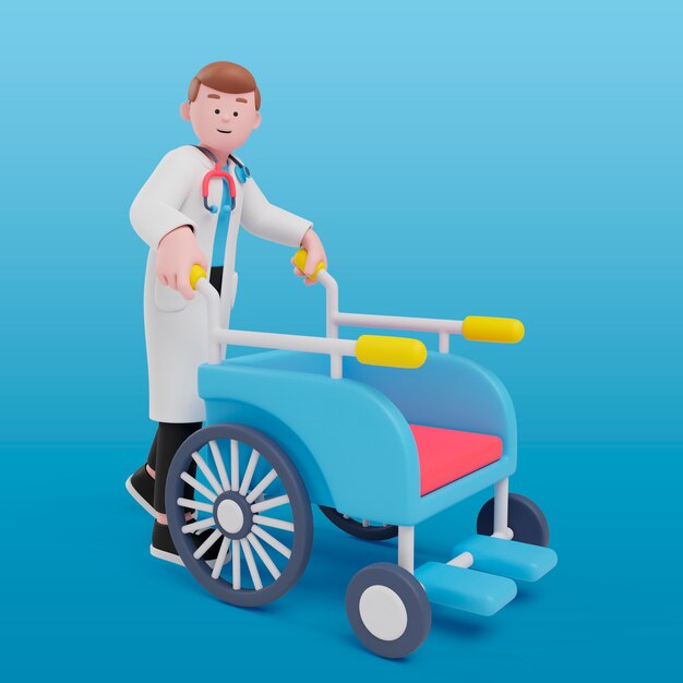 Healthcare professional posing with wheelchair