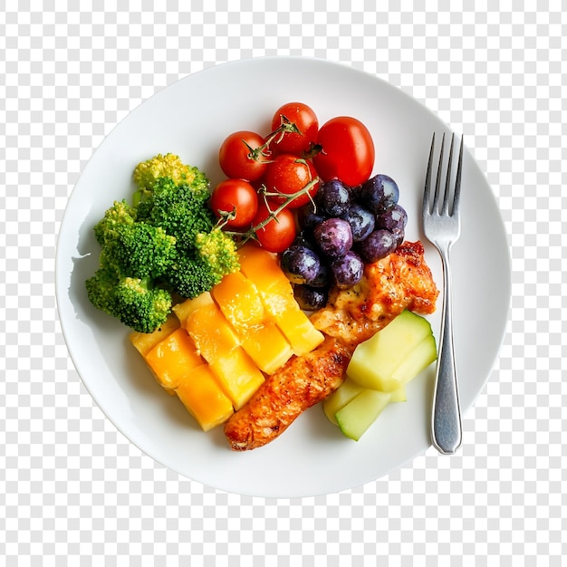 healthy balanced meal grilled chicken broccoli cheese grapes and tomatoes
