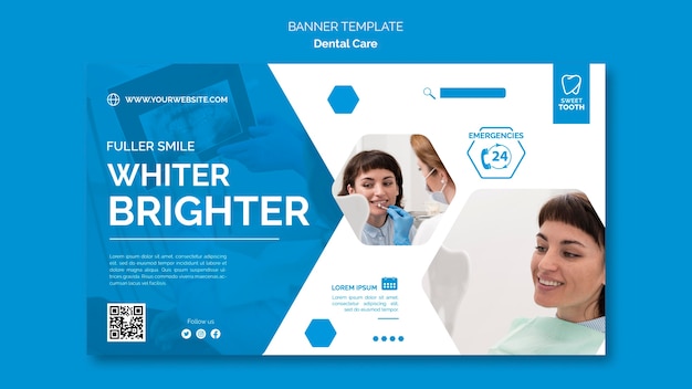 Free PSD healthy dental horizontal banner template