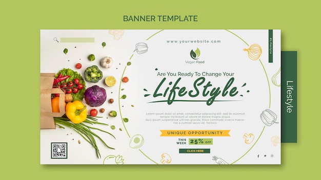 Healthy eating lifestyle banner template