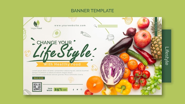 PSD gratuito modello di banner per uno stile di vita alimentare sano