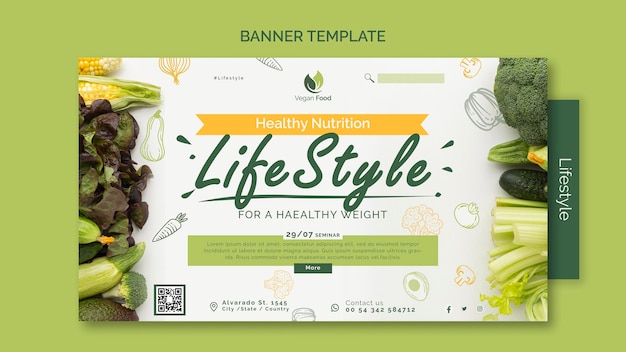 Healthy eating lifestyle banner template