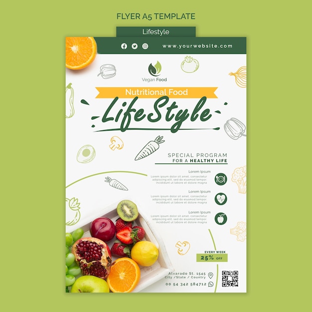 Healthy eating lifestyle flyer template