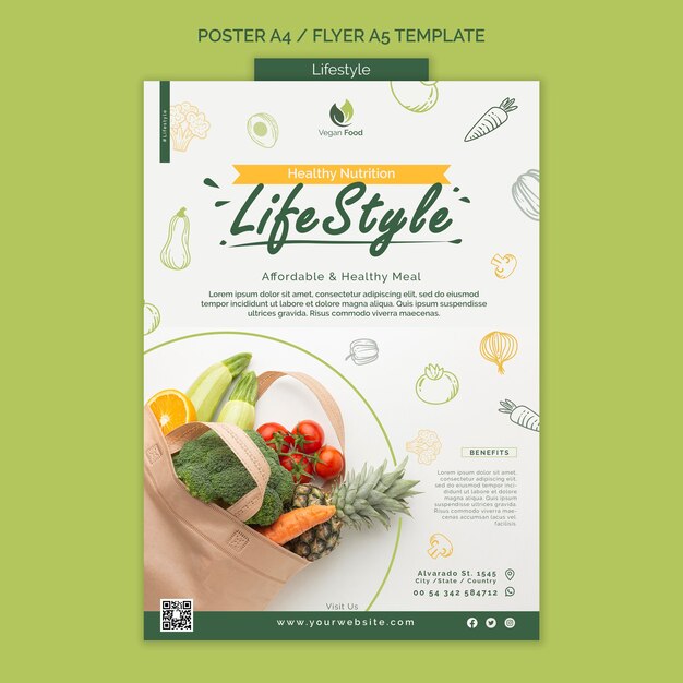 healthy eating lifestyle poster template