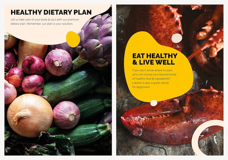 Free PSD healthy eating template psd marketing food poster set