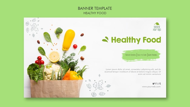 Healthy food banner template design