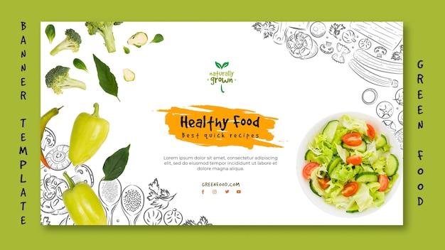 healthy food banner template with photo
