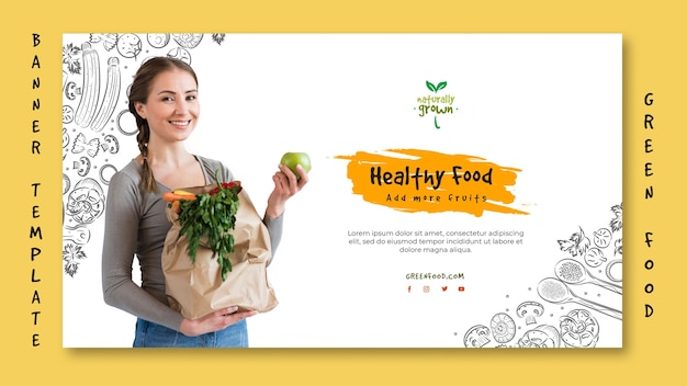 Free PSD healthy food banner template with picture