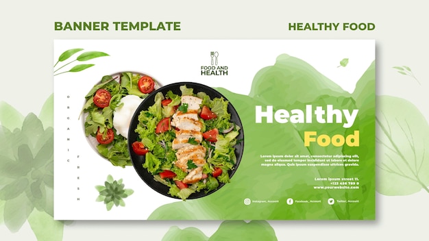 Healthy food concept banner template