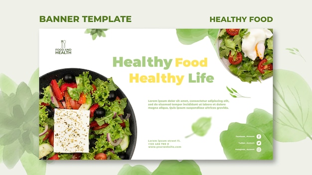 Бесплатный PSD Шаблон баннера концепции здорового питания