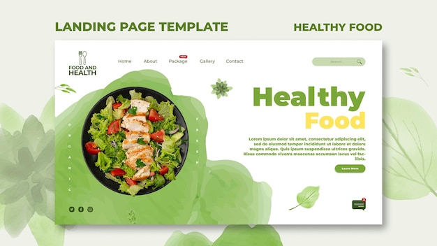 Free PSD healthy food concept landing page template