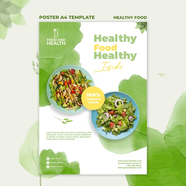 PSD gratuito modello di poster di concetto di cibo sano