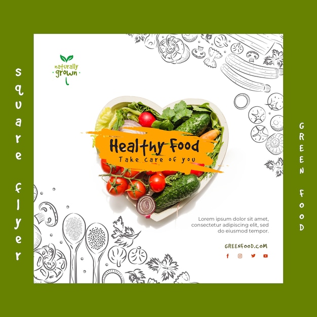 Free PSD healthy food flyer template with photo