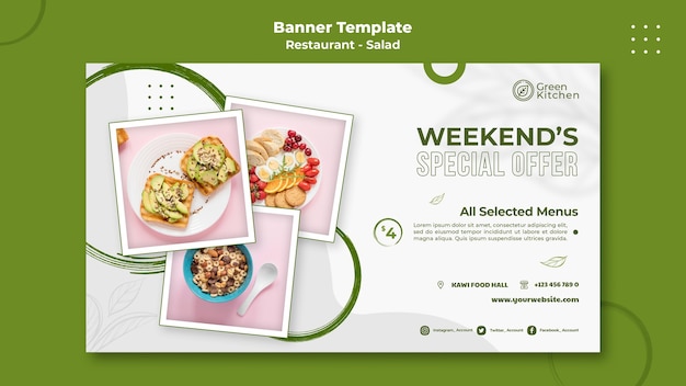 Free PSD healthy food horizontal banner template