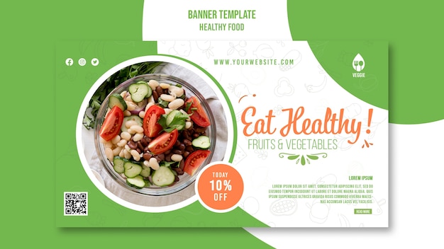 Healthy food horizontal banner template