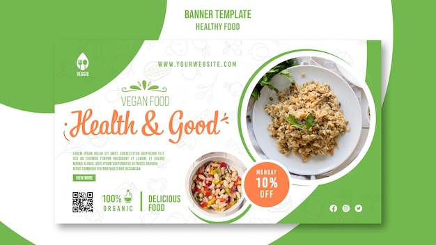 Free PSD healthy food horizontal banner