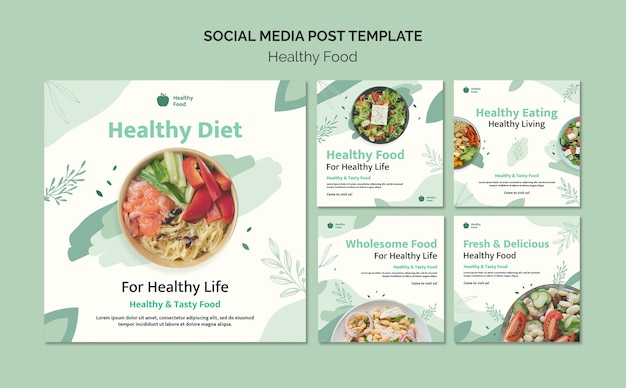 Modello di progettazione di post di instagram di cibo sano