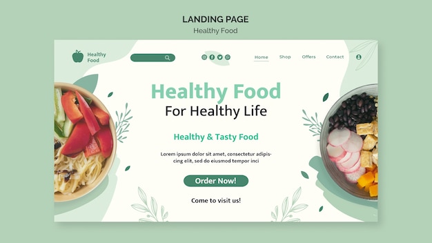 Free PSD healthy food landing page design template