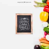 무료 PSD 슬레이트와 건강 식품 모형