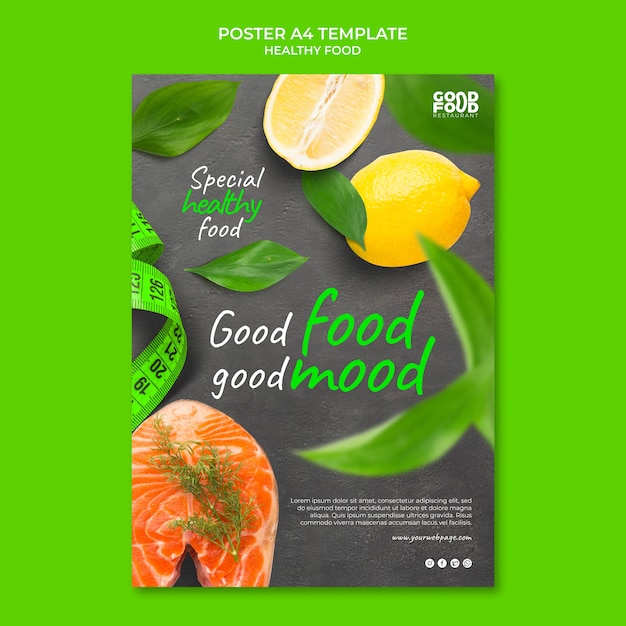 PSD gratuito modello di progettazione di poster di cibo sano