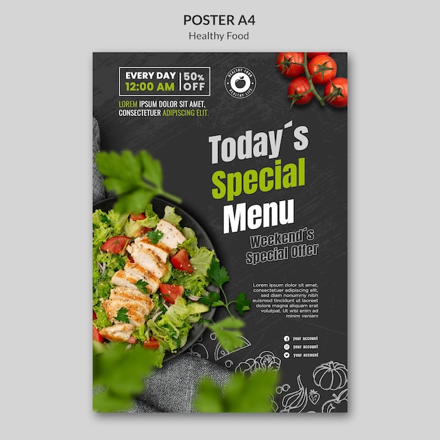 PSD gratuito modello di progettazione di poster di cibo sano