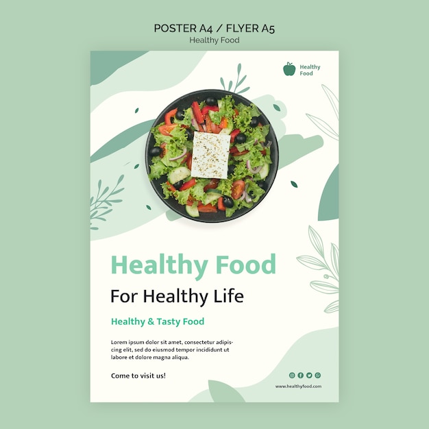 Шаблон дизайна плаката здорового питания