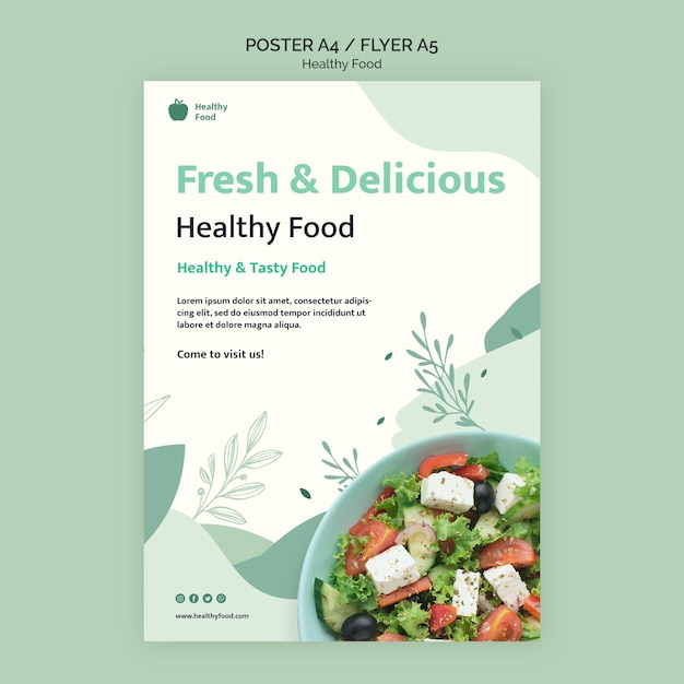 Healthy food poster design template