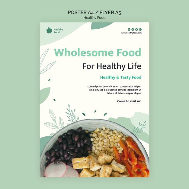 Healthy food poster design template