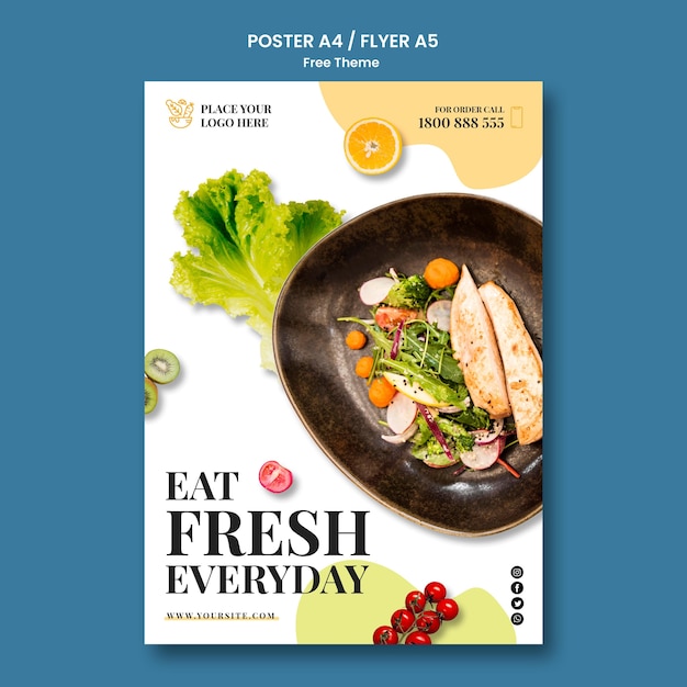 Бесплатный PSD Стиль плаката здоровой пищи