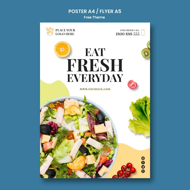 Free PSD healthy food poster template theme