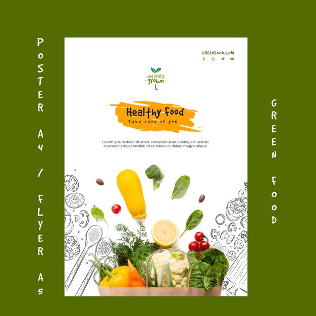 Healthy food poster template with picture