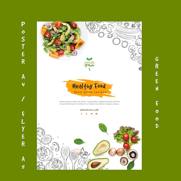 Бесплатный PSD Шаблон плаката здоровой пищи