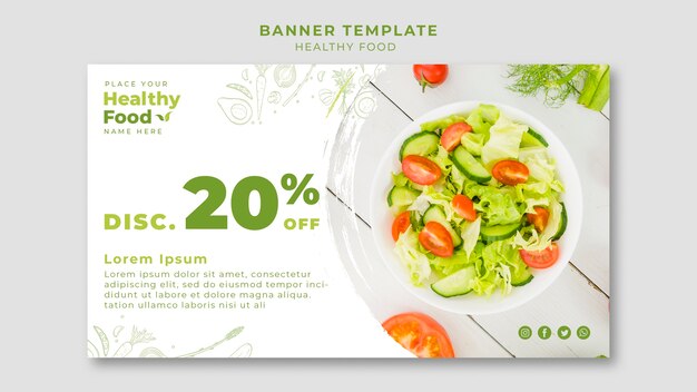 健康食品レストランバナーテンプレート