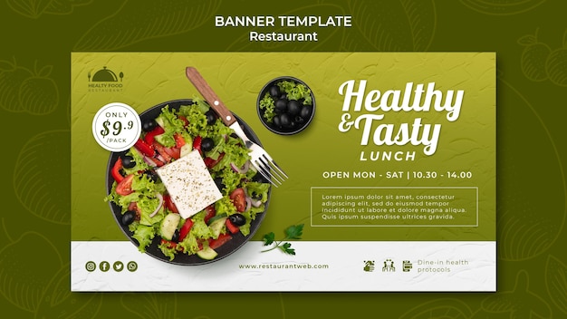 Healthy food restaurant banner template
