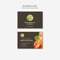 Free PSD healthy food restaurant business card template