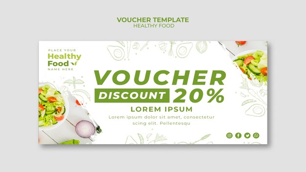 Healthy food restaurant voucher template