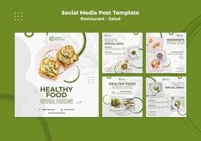Бесплатный PSD Сообщение о здоровом питании в социальных сетях