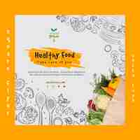 Free PSD healthy food square flyer template