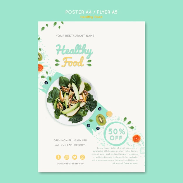 Healthy food voucher template with photo