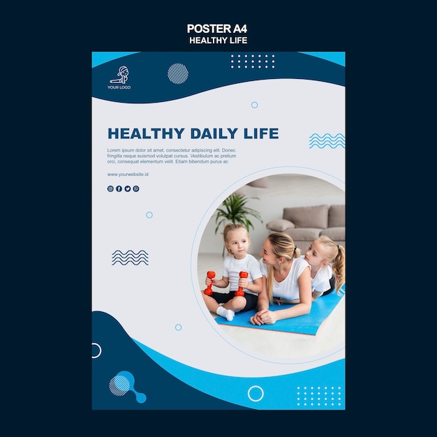 Free PSD healthy life concept flyer style