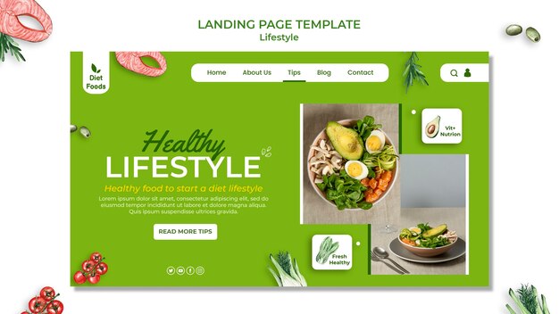 Healthy lifestile landing page template