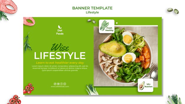 健康的なライフスタイルのバナーデザインテンプレート