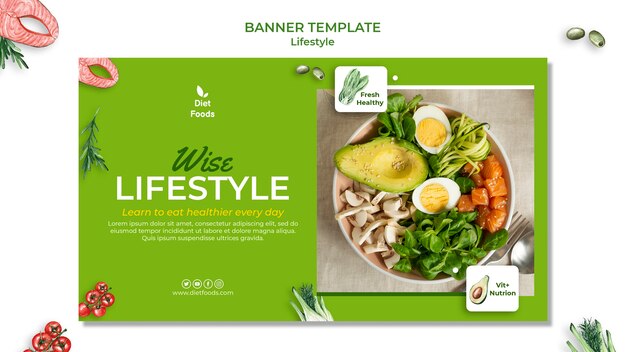 Healthy lifestyle banner design template