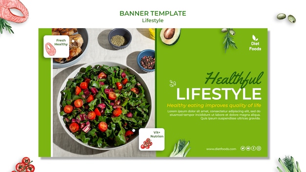Healthy lifestyle banner design template