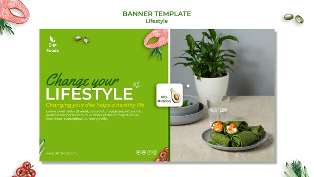 Healthy lifestyle banner design template