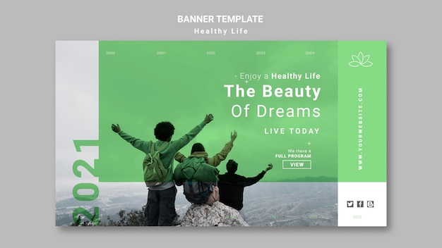 無料PSD 健康的なライフスタイルのバナーテンプレート