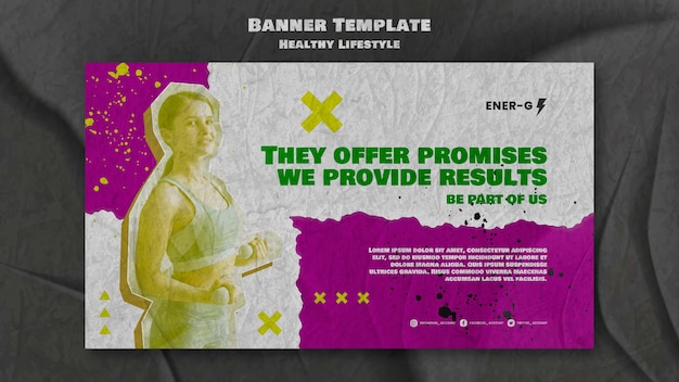Healthy lifestyle design template of banner