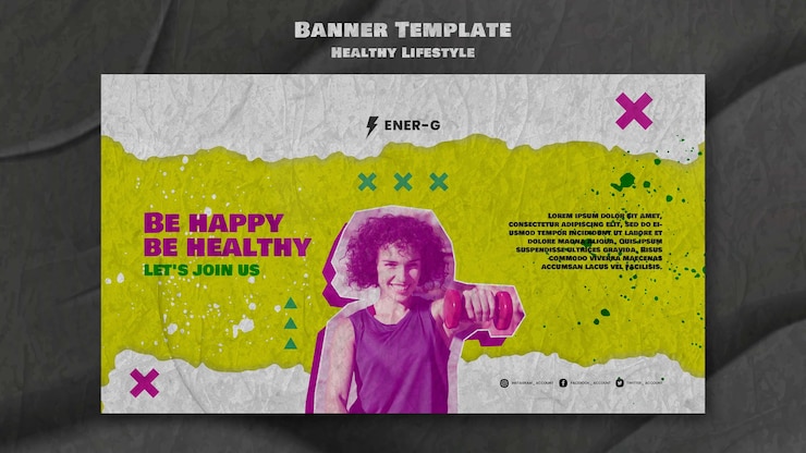 Free PSD healthy lifestyle design template of banner
