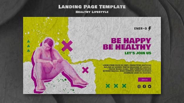 Healthy lifestyle design template of landing page