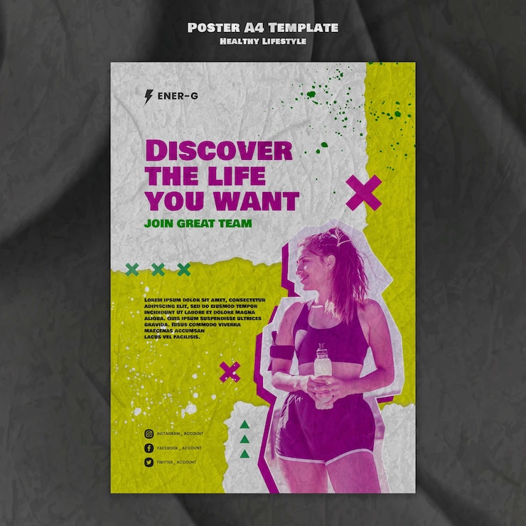 Free PSD healthy lifestyle design template of poster